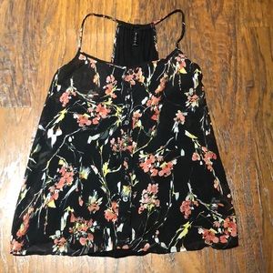 Black, Floral Tank Top
